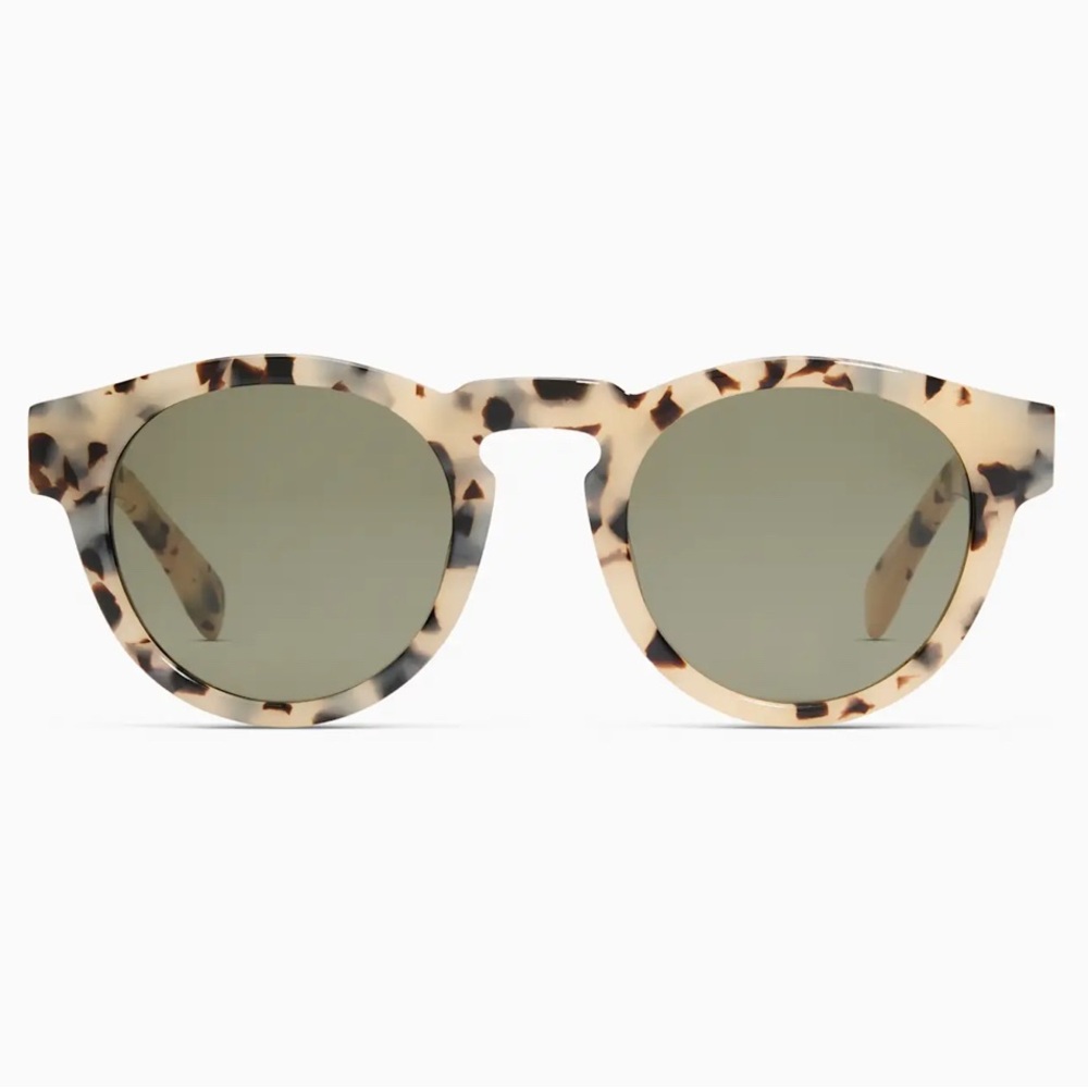 NWT Quince Tuscon Polarized Acetate Sunglasses White Tortoise with Green Lenses - Picture 7 of 7